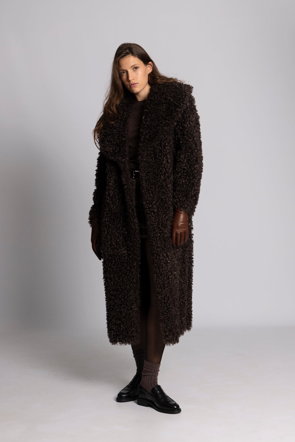 Karen Faux Fur Coat - Chokladbrun