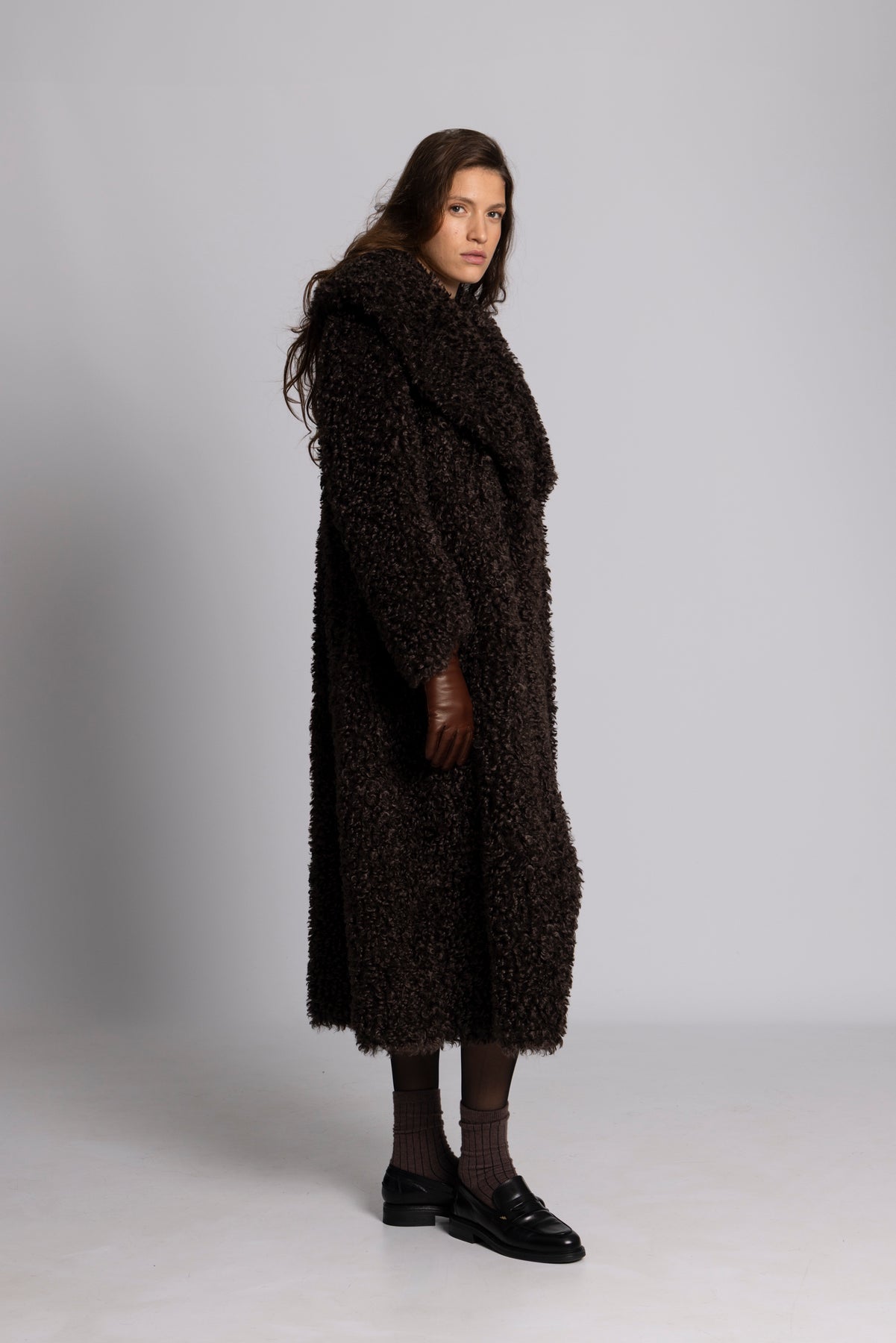 Karen Faux Fur Coat - Chokladbrun