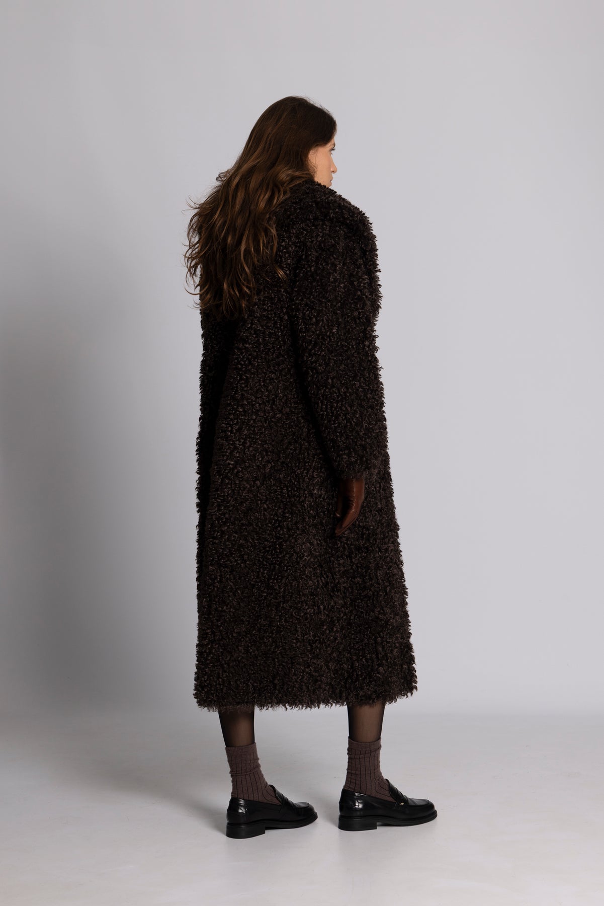 Karen Faux Fur Coat - Chokladbrun