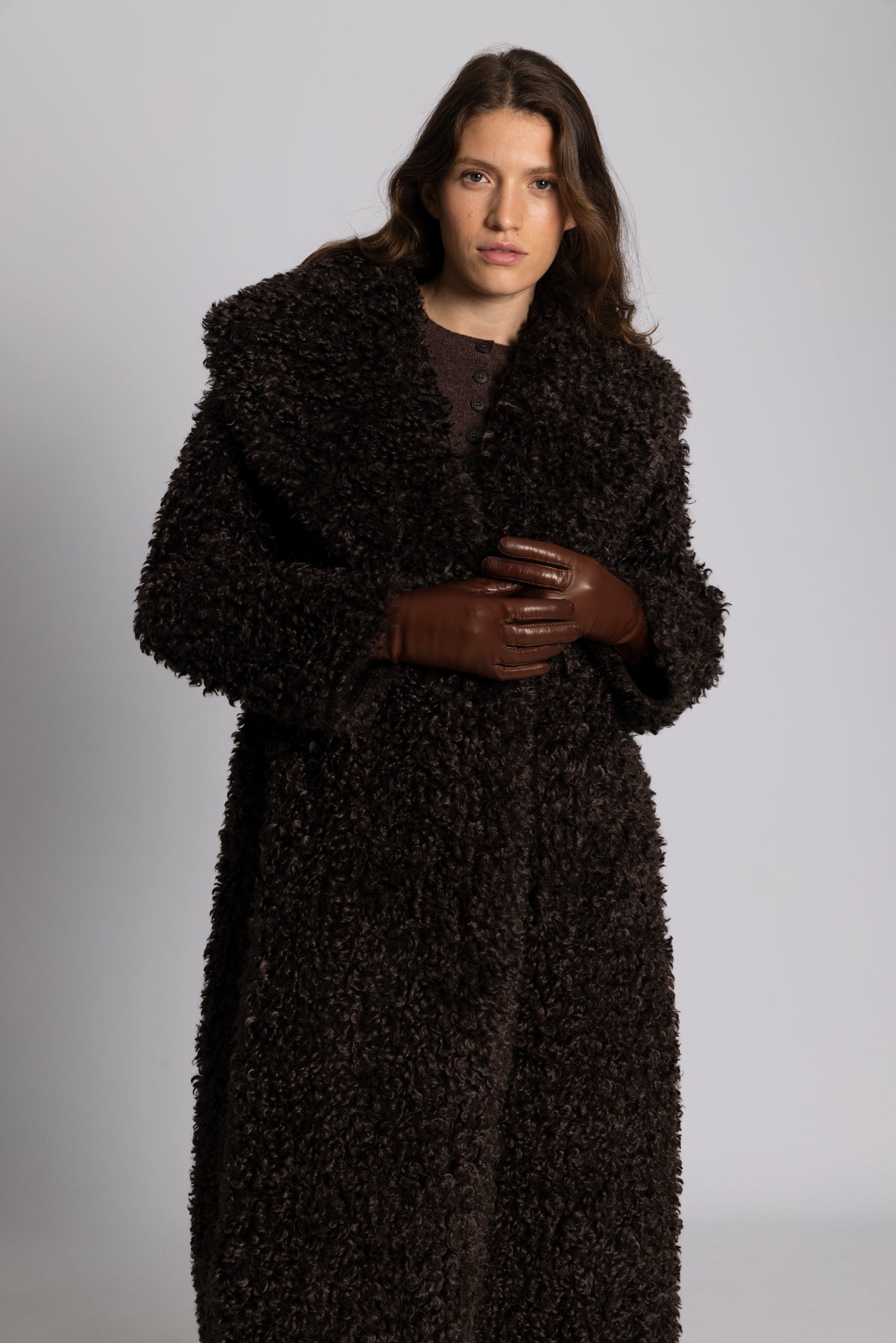 Karen Faux Fur Coat - Chokladbrun
