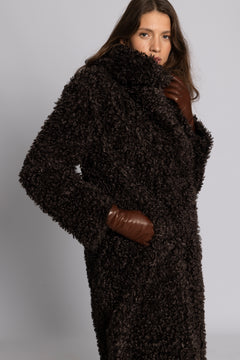 Karen Faux Fur Coat - Chocolate Brown