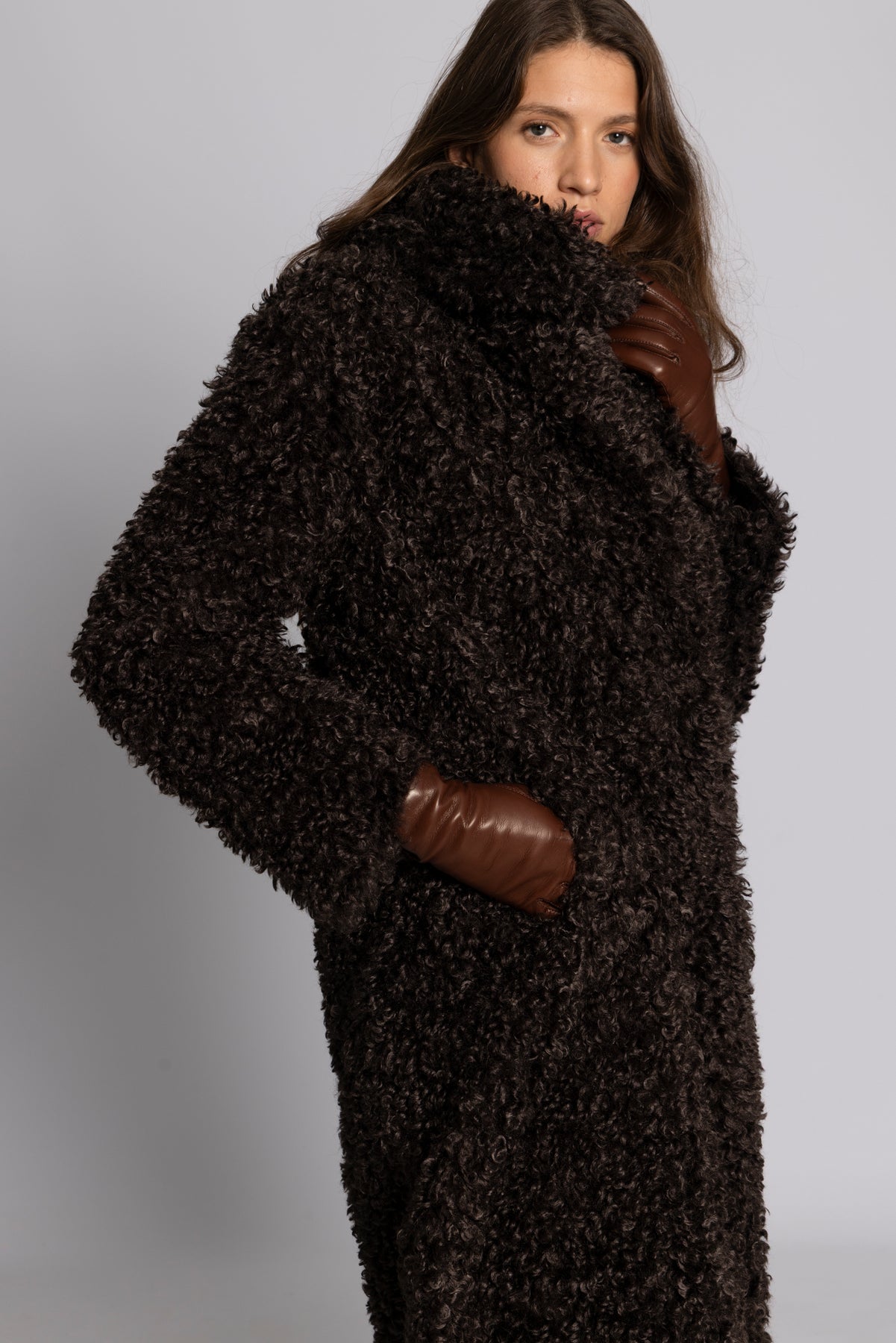Karen Faux Fur Coat - Chokladbrun