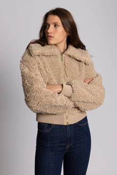 Angel Faux Fur Bomber - Creme