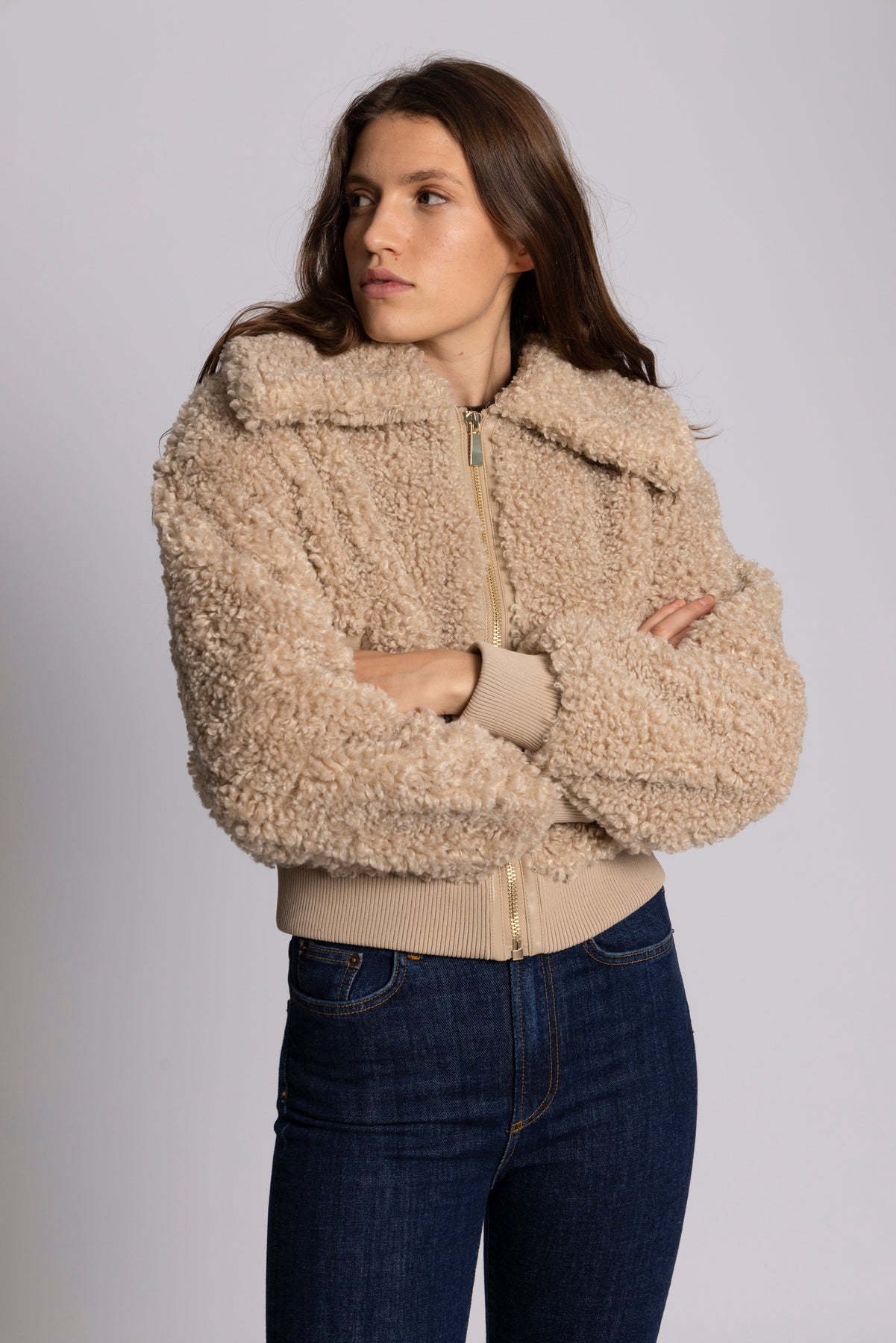 Angel Faux Fur Bomber - Creme