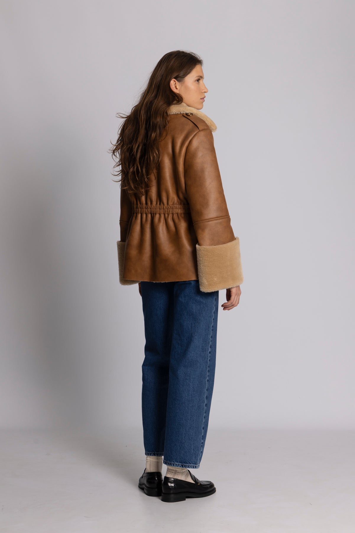 Marie Faux Shearling Jacka - Cognac