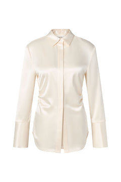 Janni Fitted Satin Shirt - Vanilla
