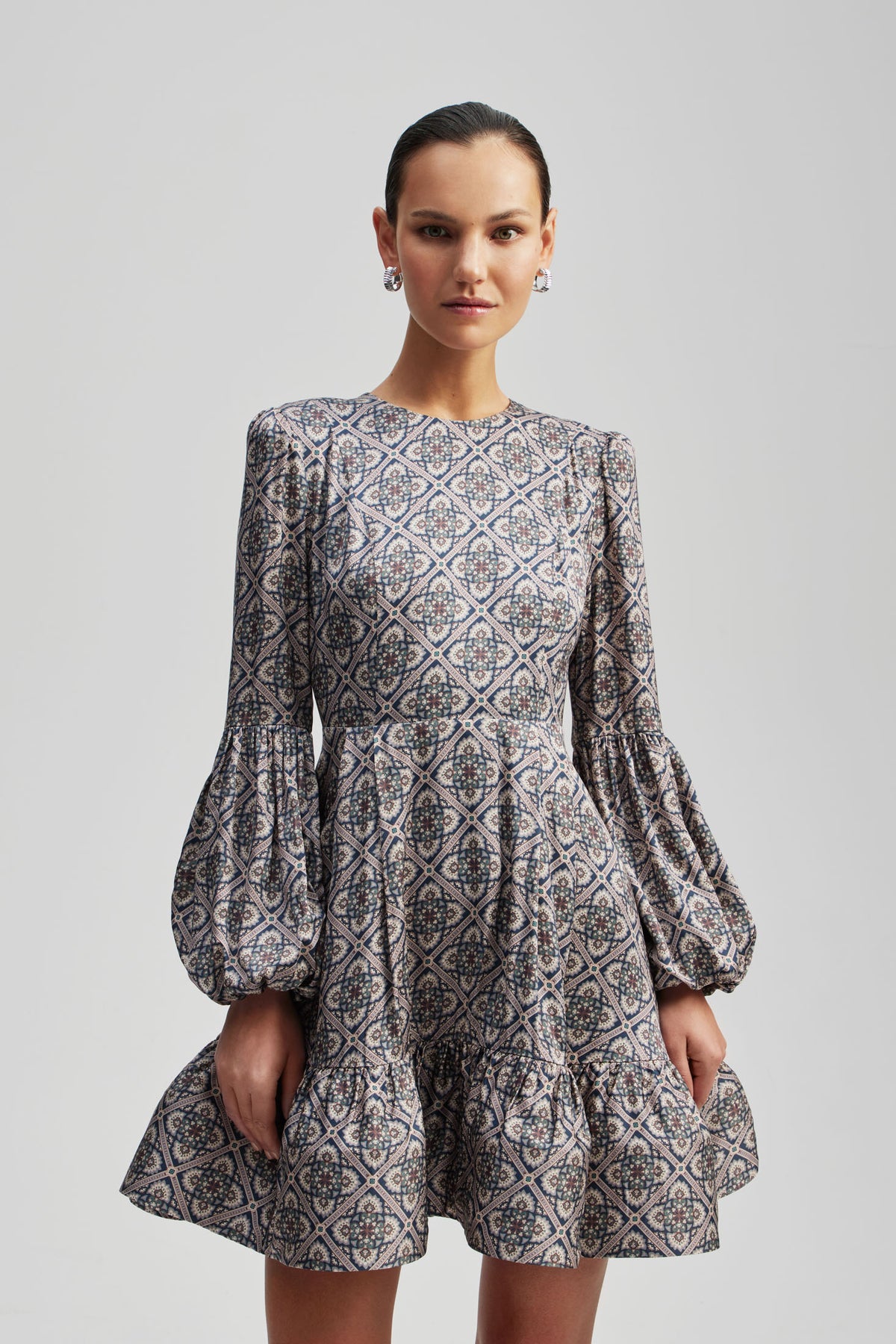 Jasmine Ruffled Mini Dress - Tile