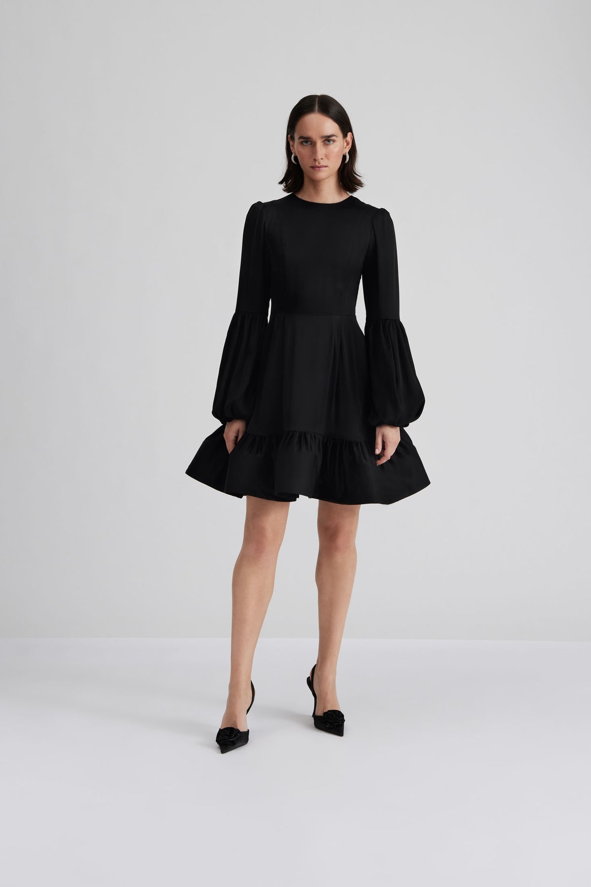 Jasmine Ruffled Mini Dress - Black