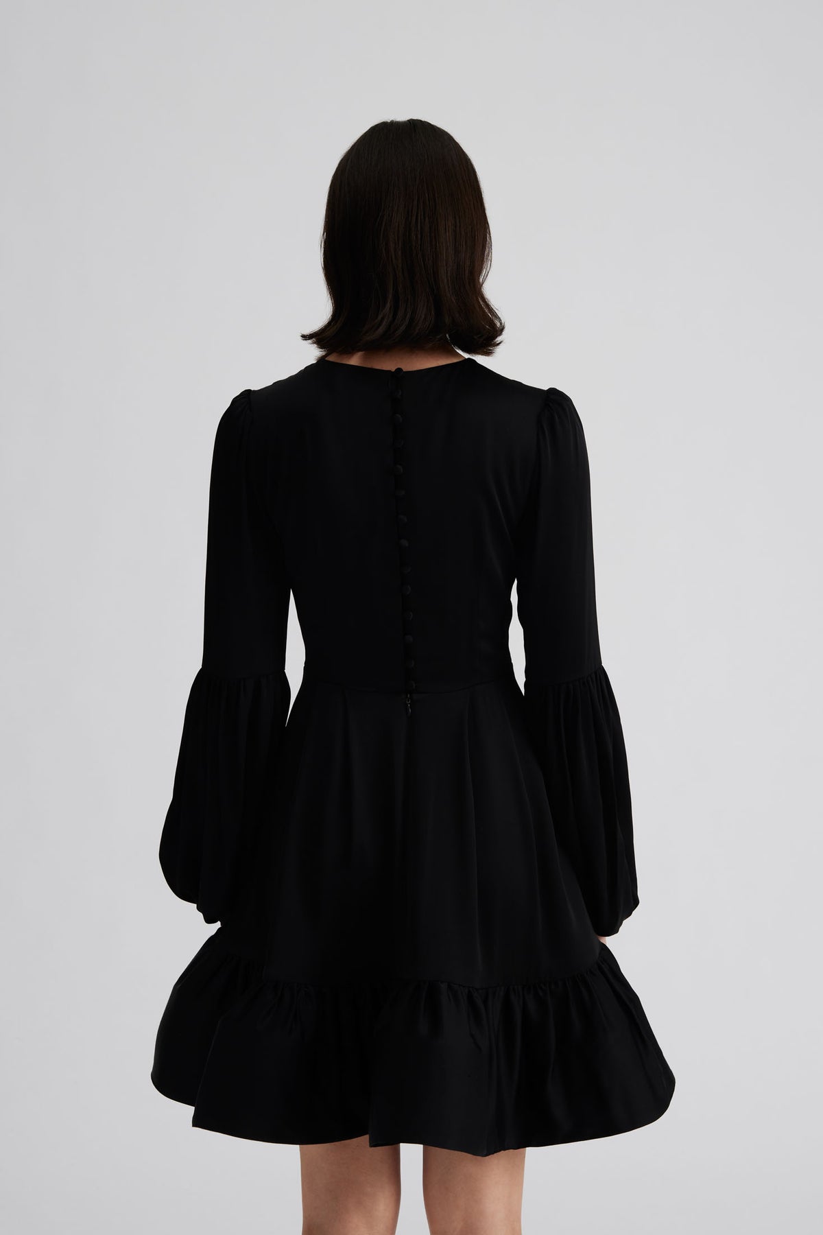 Jasmine Ruffled Mini Dress - Black