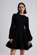 Jasmine Ruffled Mini Dress - Black