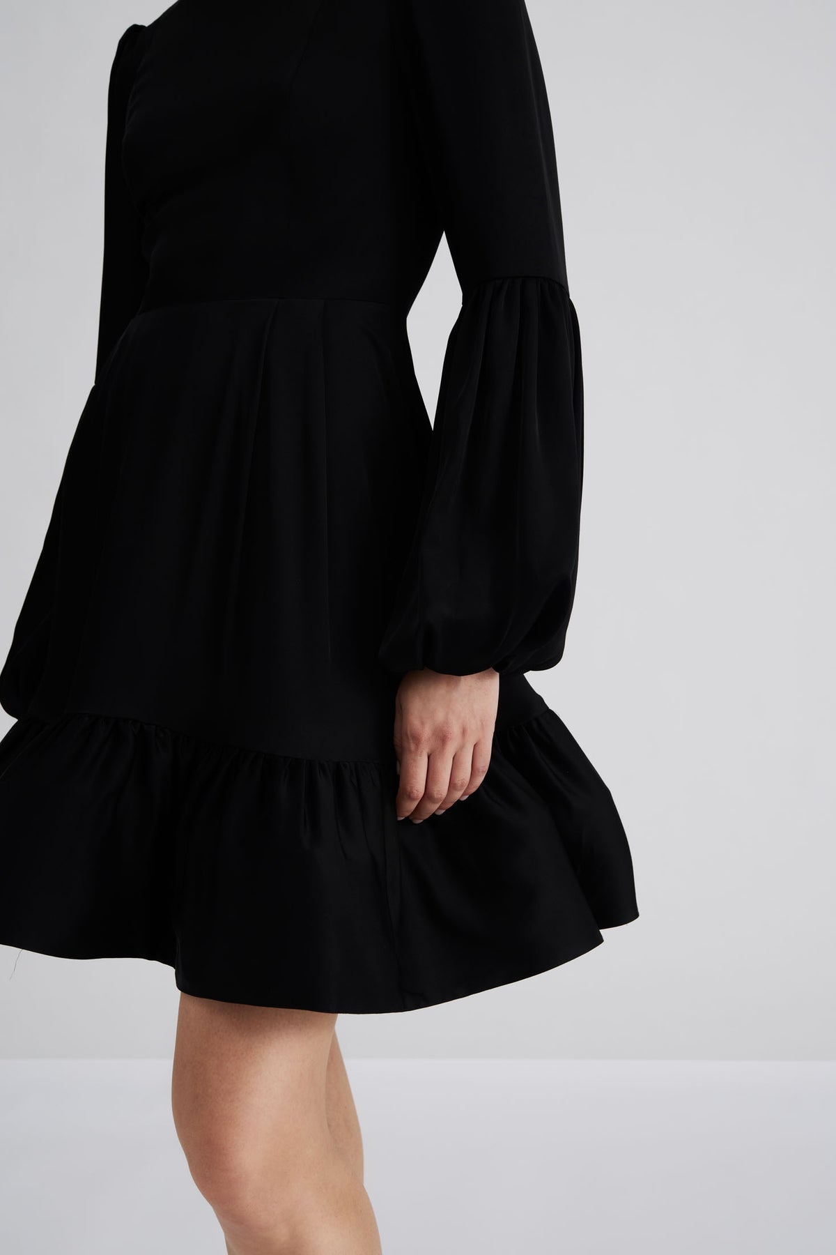 Jasmine Ruffled Mini Dress - Black