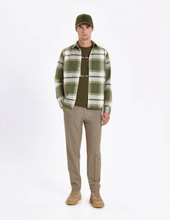 Jeremy Flannel Shirt  - Olive Night/Lead Grey