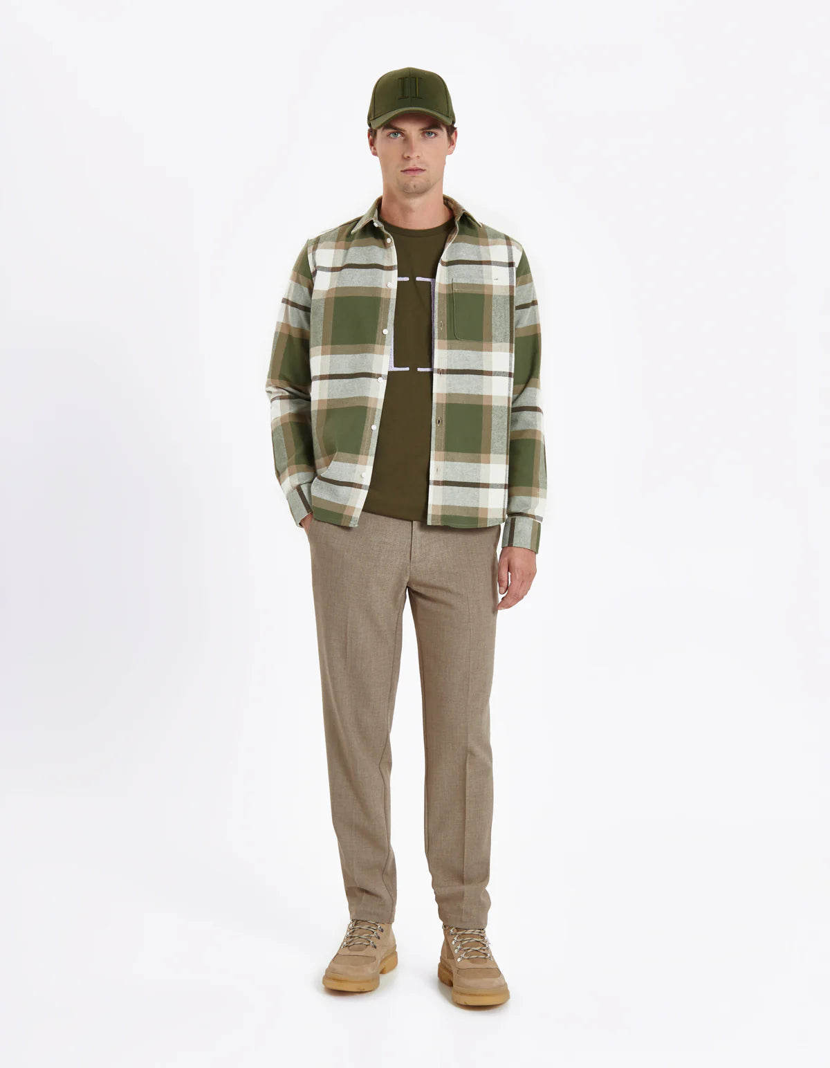 Jeremy Flannel Shirt  - Olive Night/Lead Grey