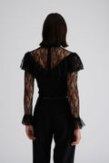 Joelle Polo Neck Lace Top - Black