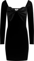 Bow-Down Velvet Mini Dress - Svart