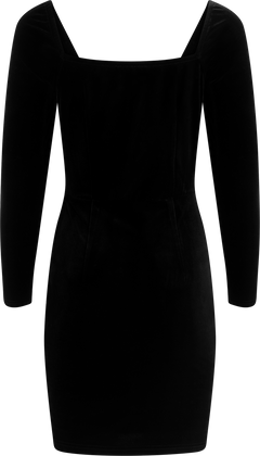 Bow-Down Velvet Mini Dress - Black
