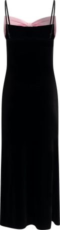 Bow-Down Velvet Slip Dress - Black
