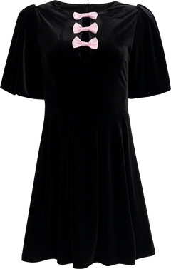 Bow-Behave Mini Dress - Black