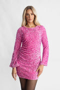 Sassy Sequins Mini Dress - Pink