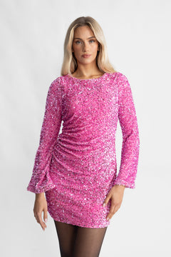 Sassy Sequins Mini Dress - Pink