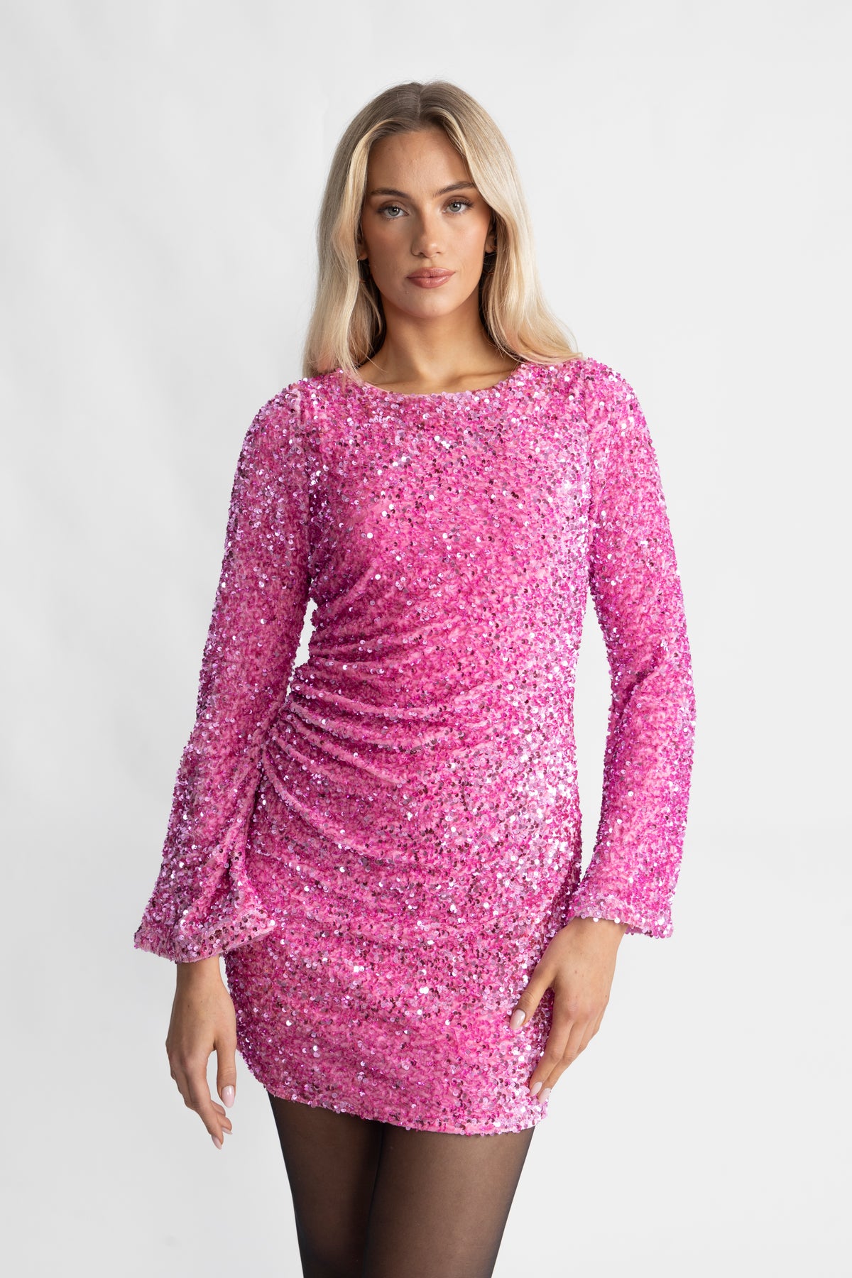 Sassy Sequins Mini Dress - Pink