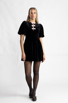 Bow-Behave Mini Dress - Black