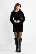Sassy Sequins Mini Dress - Svart