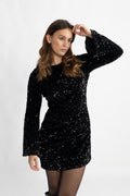Sassy Sequins Mini Dress - Svart