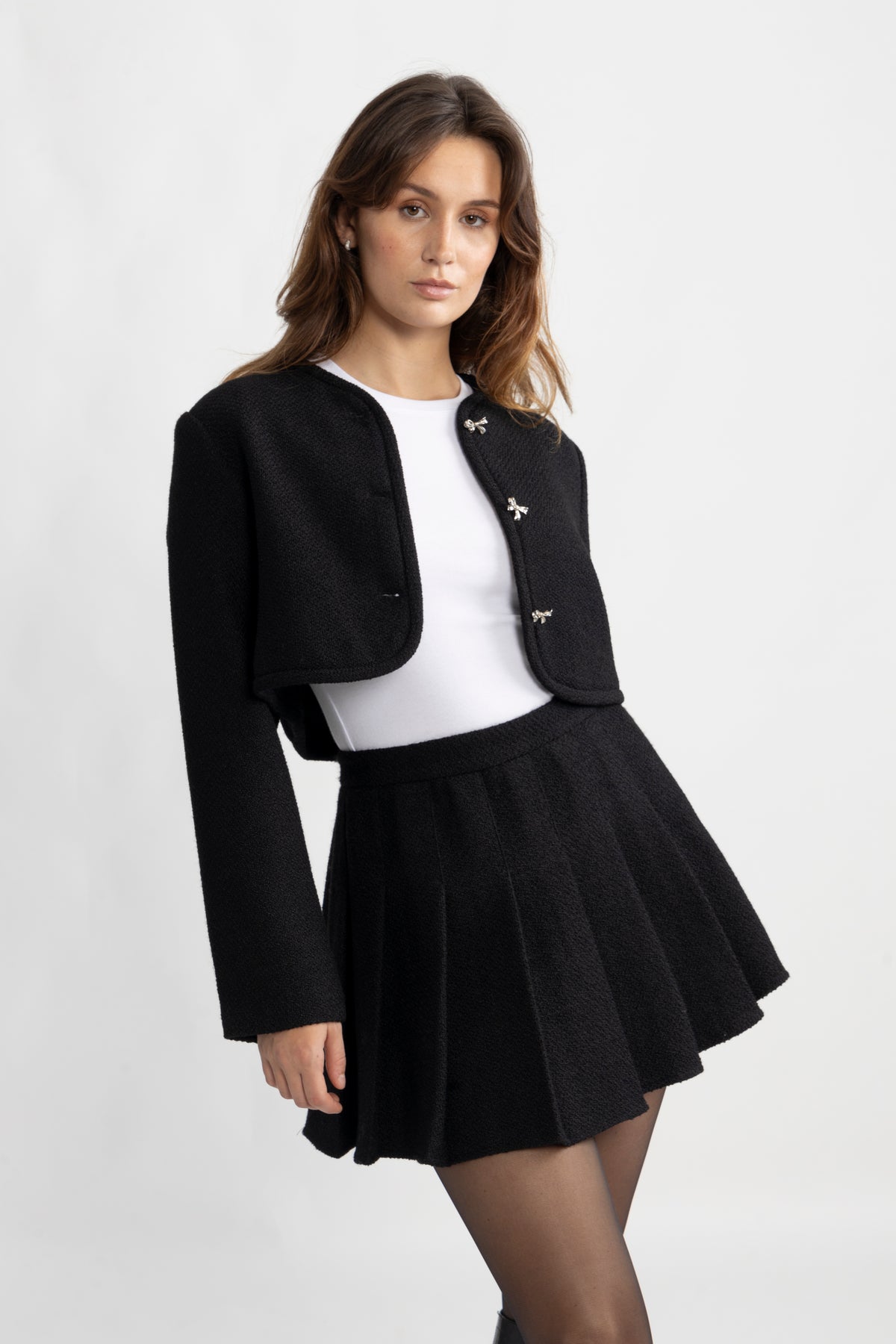 Tiny Tweed Boucle Skirt - Black