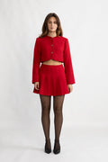 Tiny Tweed Boucle Skirt - Red