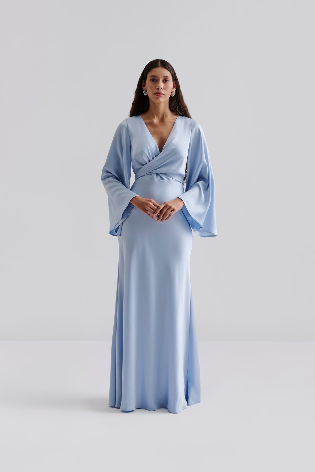 Juliet Wrap Detailed Maxi Dress - Dusty Blue