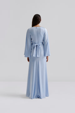 Juliet Wrap Detailed Maxi Dress - Dusty Blue