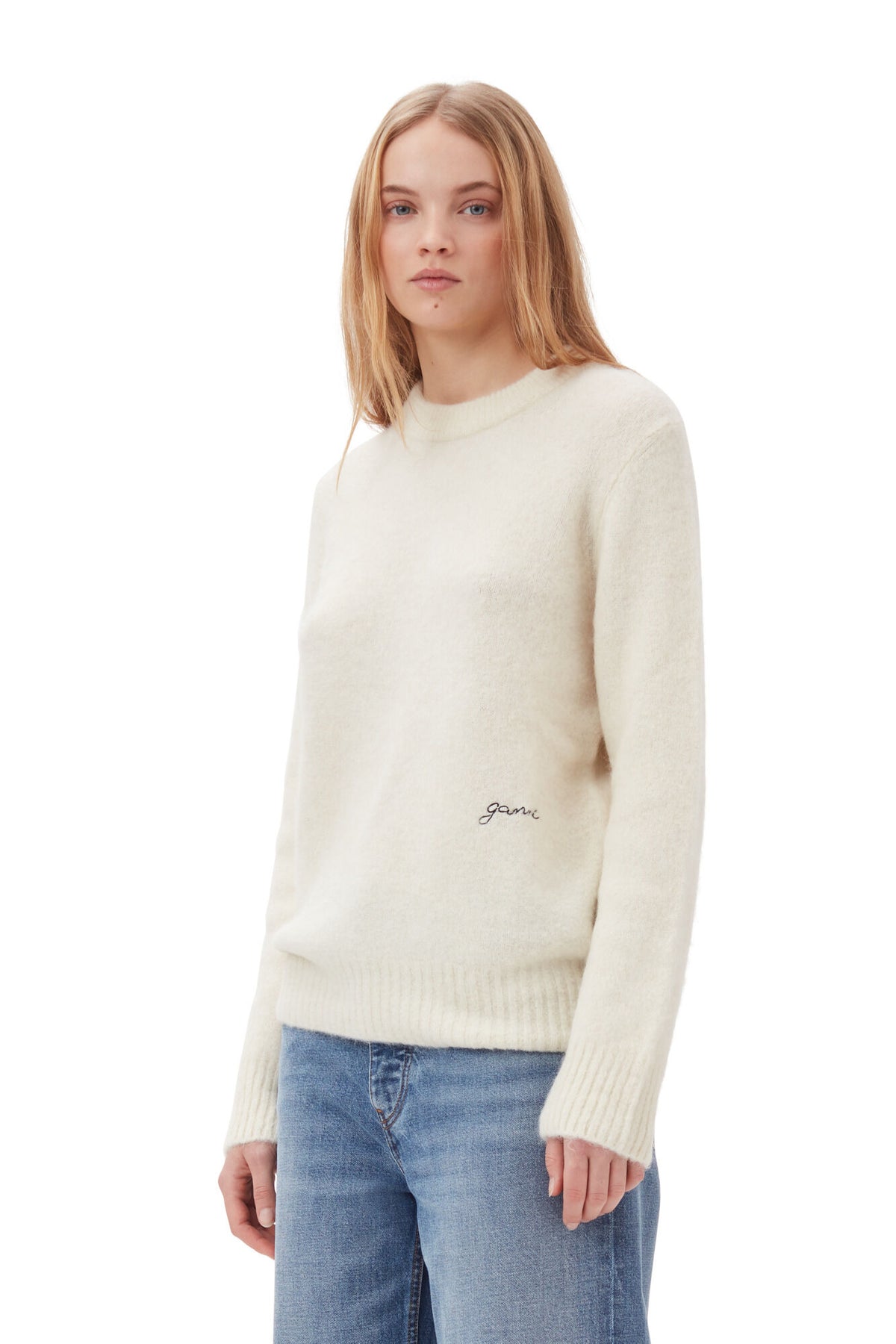 Brushed Alpaca O-Neck - Egret