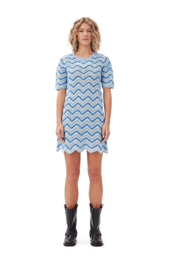 Cotton Crochet Mini Dress - Heather