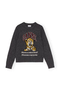 Graphic Wool Mix Tiger Crewneck - Gray Quill