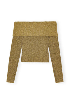 Sparkle Doubleface Off Shoulder Blouse - Gold