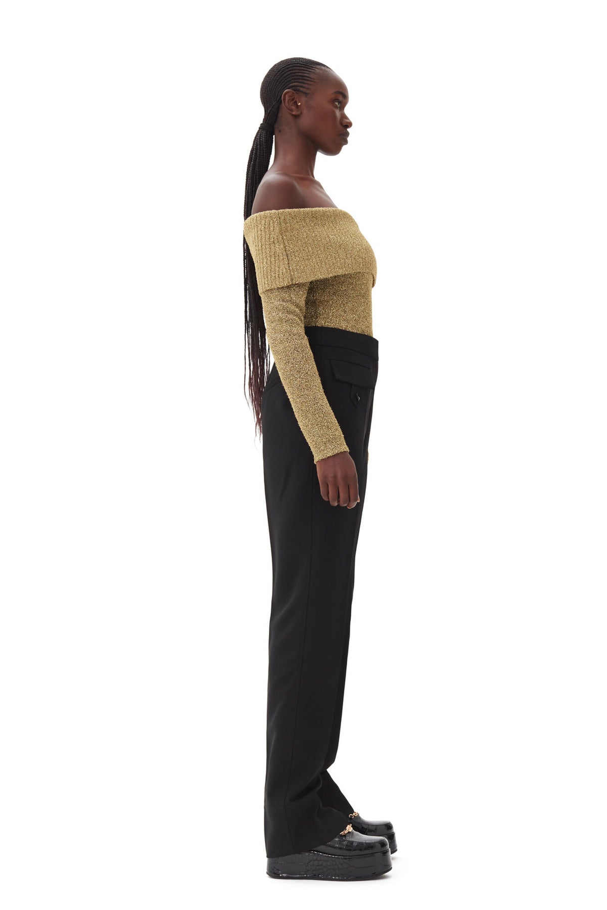 Sparkle Doubleface Off Shoulder Blouse - Guld