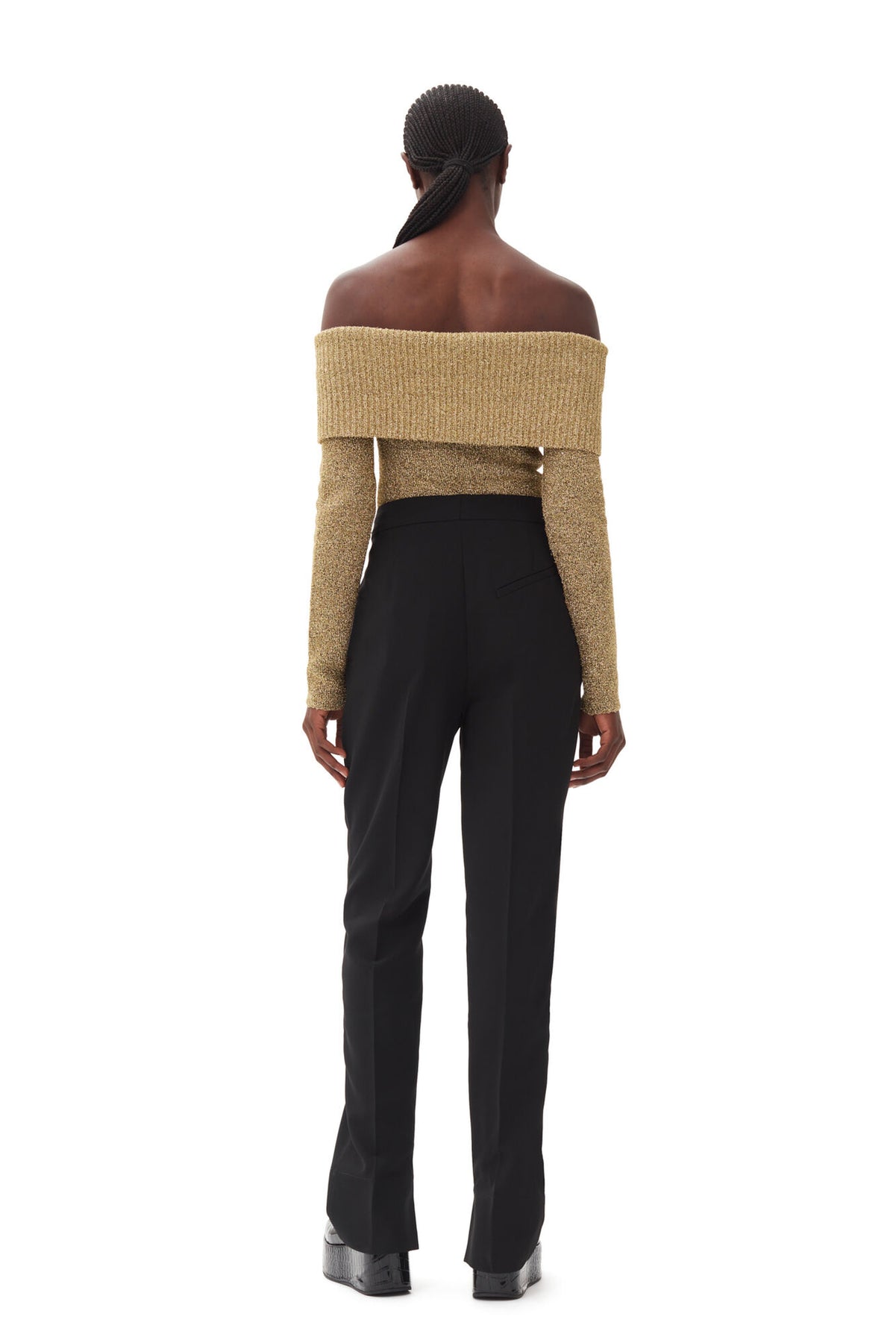 Sparkle Doubleface Off Shoulder Blouse - Guld