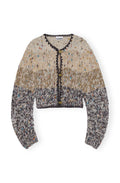 Striped Chunky Marled Handknit Crop Cardigan - Paloma Melange