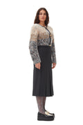 Striped Chunky Marled Handknit Crop Cardigan - Paloma Melange