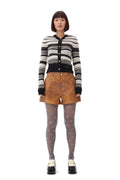 Soft Wool Stripe Cardigan - Black