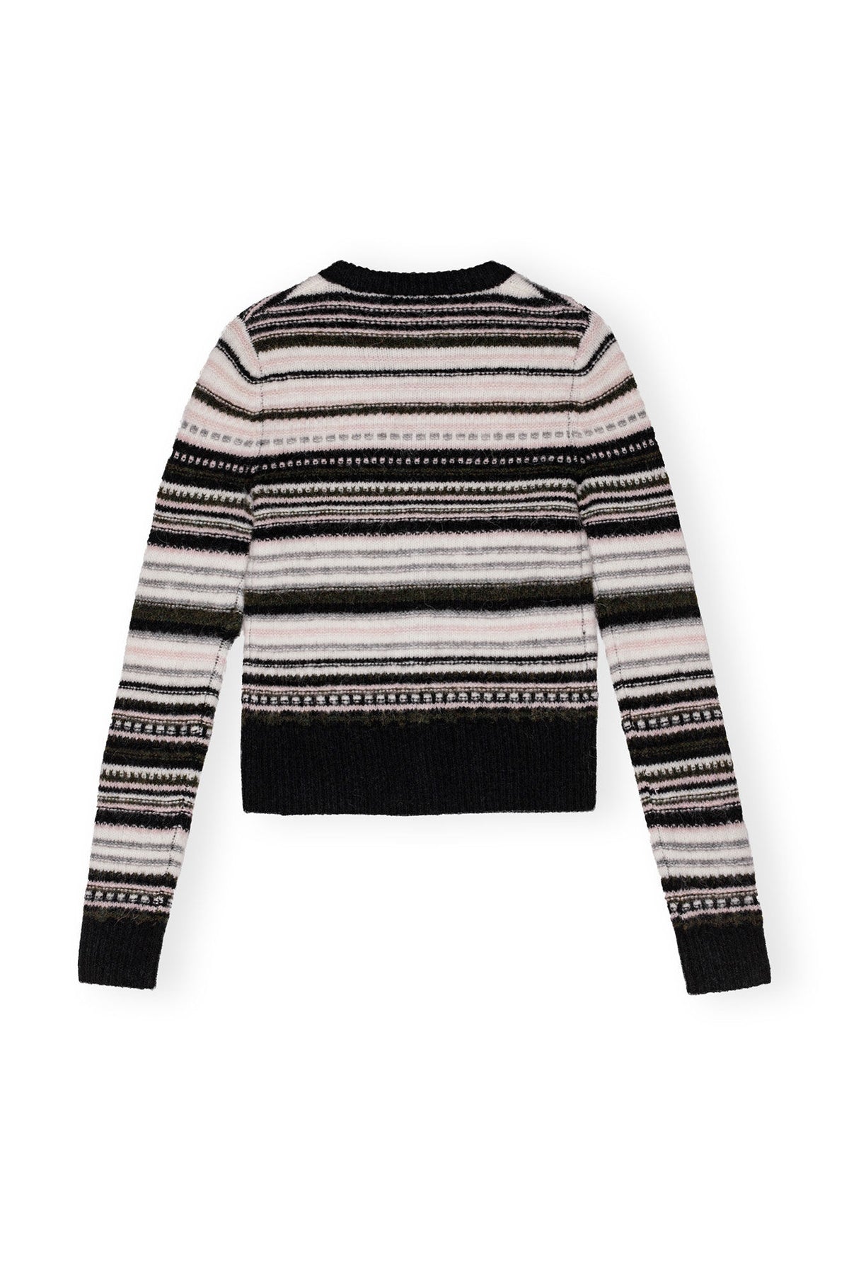 Soft Wool Stripe Cardigan - Black