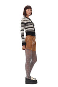 Soft Wool Stripe Cardigan - Black