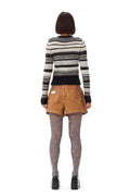 Soft Wool Stripe Cardigan - Black