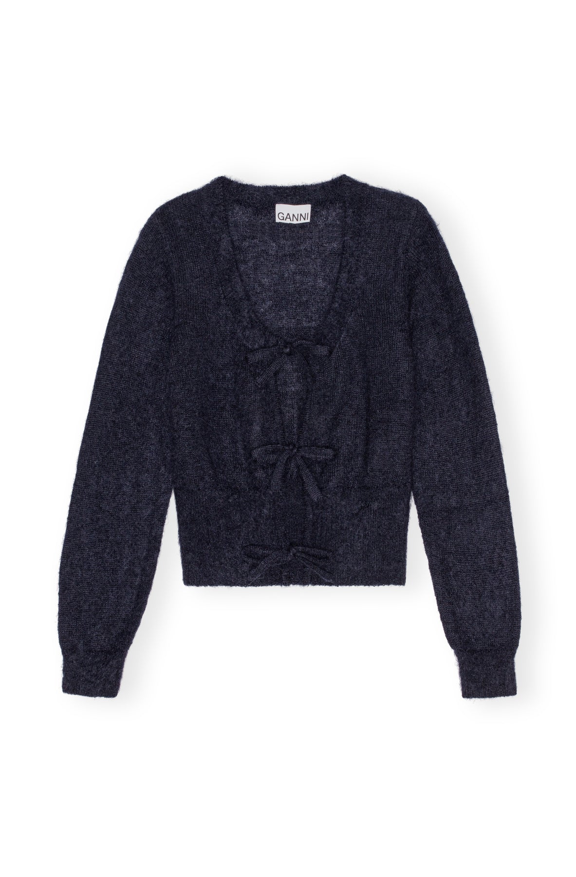 Light Mohair Tie String Cardigan - Sky Captain
