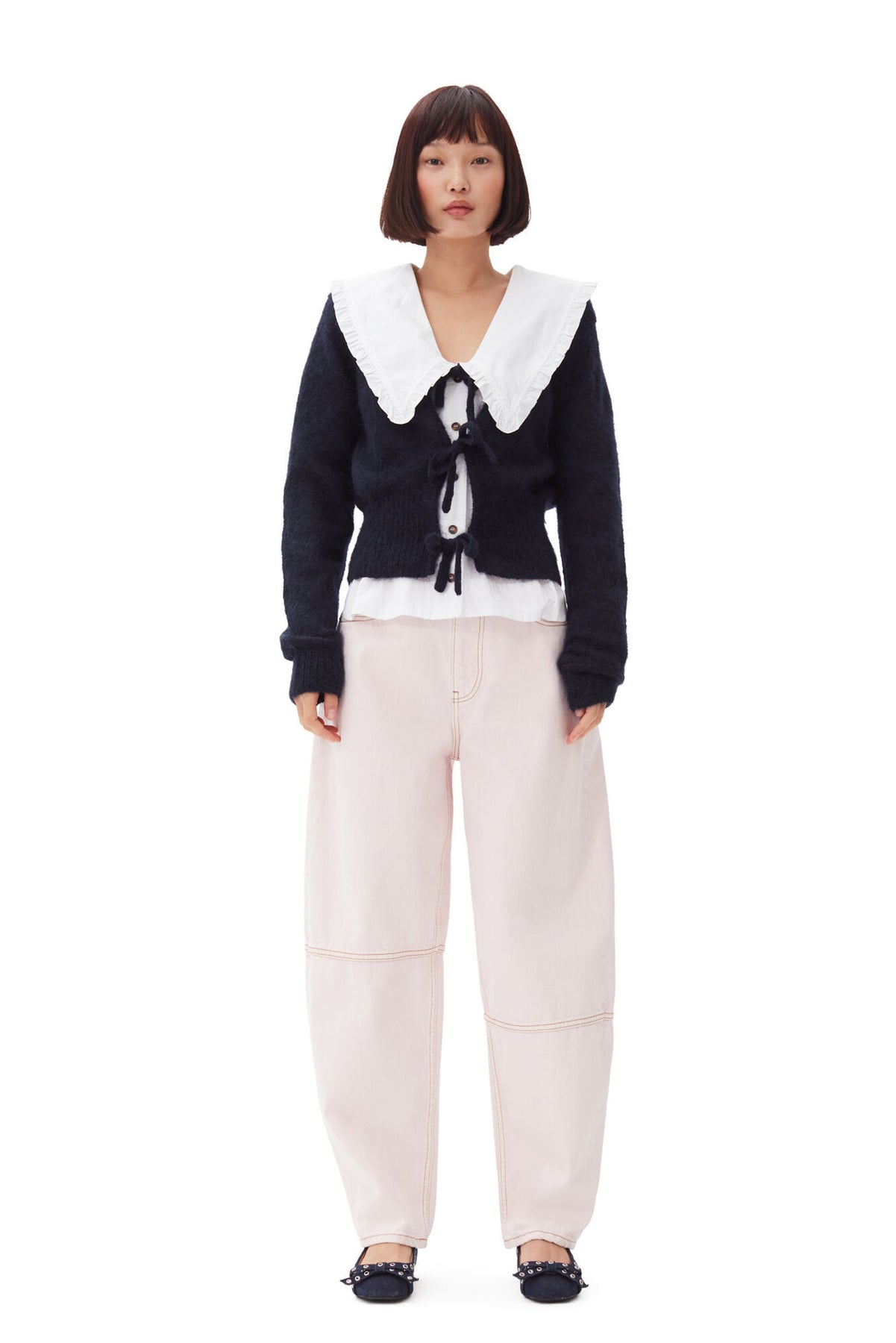 Light Mohair Tie String Cardigan - Sky Captain