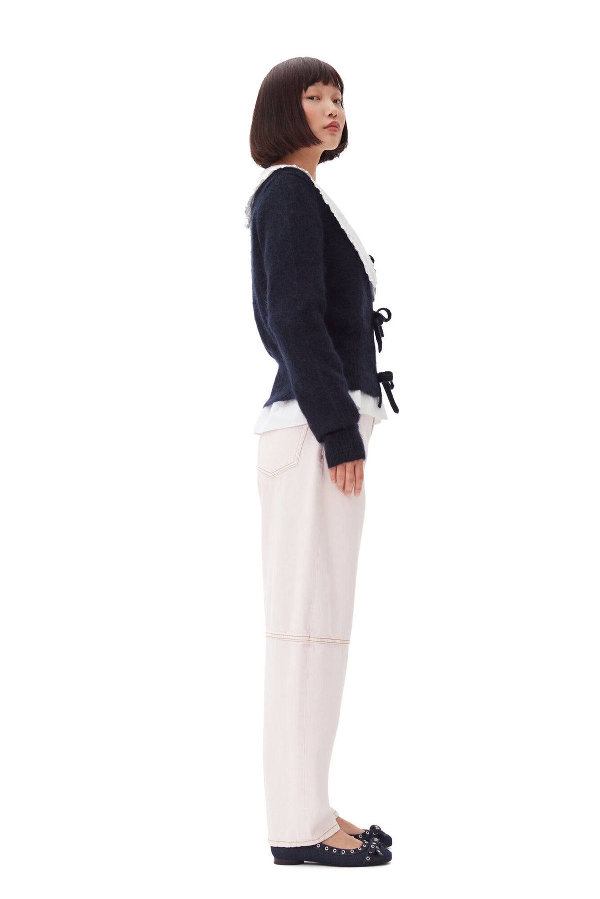 Light Mohair Tie String Cardigan - Sky Captain