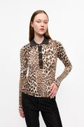 Fine Merino Jacquard Leopard Polo - Leopard