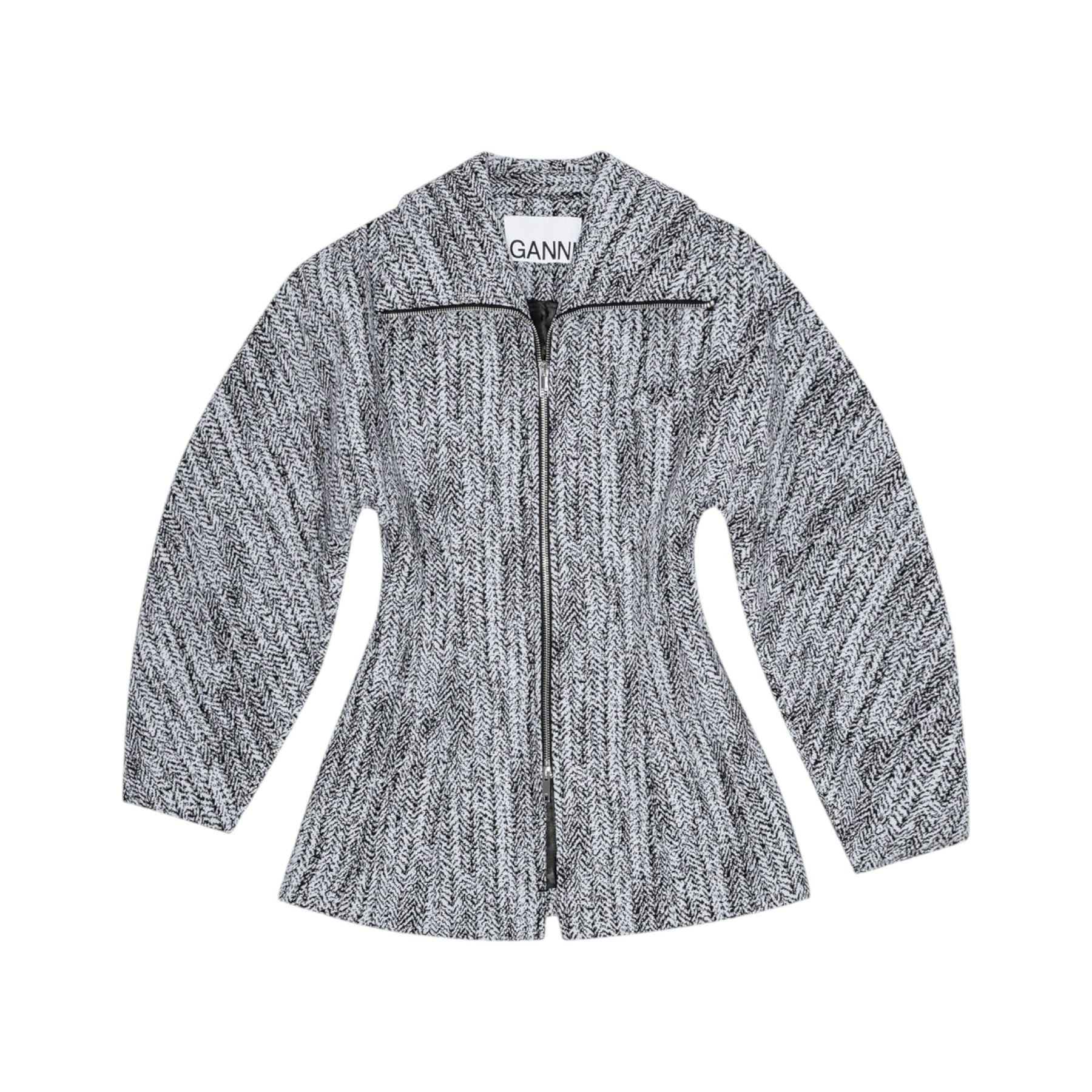 GANNI Cotton Tweed Curve Sleeve Jacket - Celestial Blue