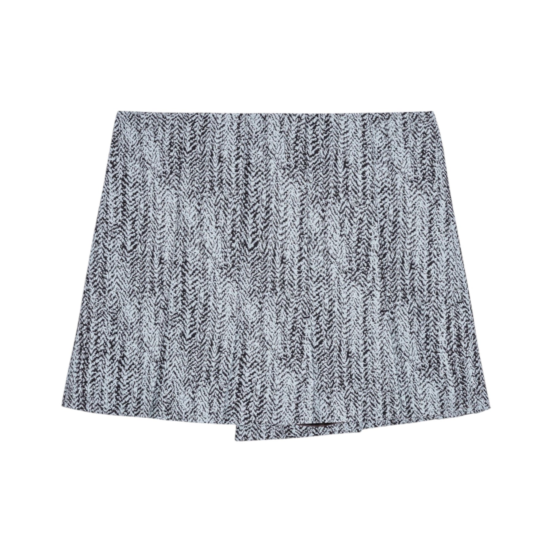Cotton Tweed Wrap Mini Skirt - Celestial Blue